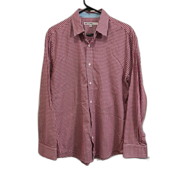 MR TURK Purple Houndstooth Long Sleeve Button Up Shirt   Men’s Size Medium - Picture 2 of 10